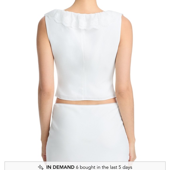 Danielle Guizio White Lace Trim Blouse - Picture 3 of 5